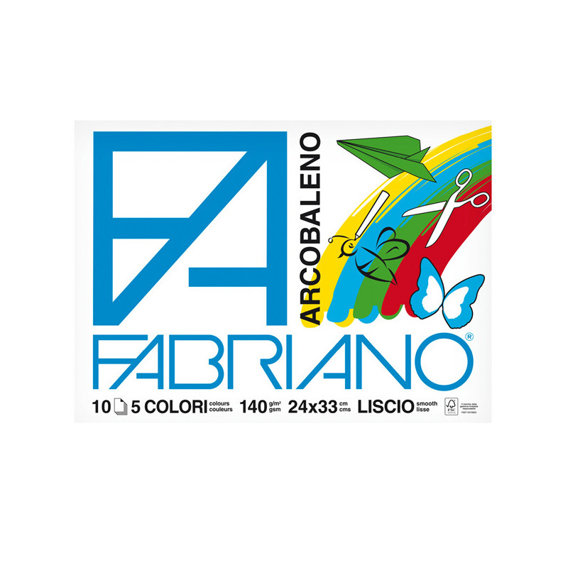 ALBUM ARCOBALENO (24X33CM) FG 10 140GR 5 COLORI FABRIANO