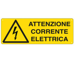 CARTELLO ALLUMINIO 35x12,5cm 'ATTENZIONE CORRENTE ELETTRICA'