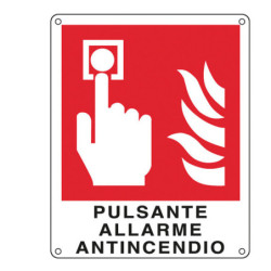 CARTELLO ALLUMINIO 12x14,5cm 'PULSANTE ALLARME ANTINCENDIO''