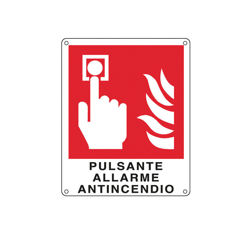 CARTELLO ALLUMINIO 12x14,5cm 'PULSANTE ALLARME ANTINCENDIO''