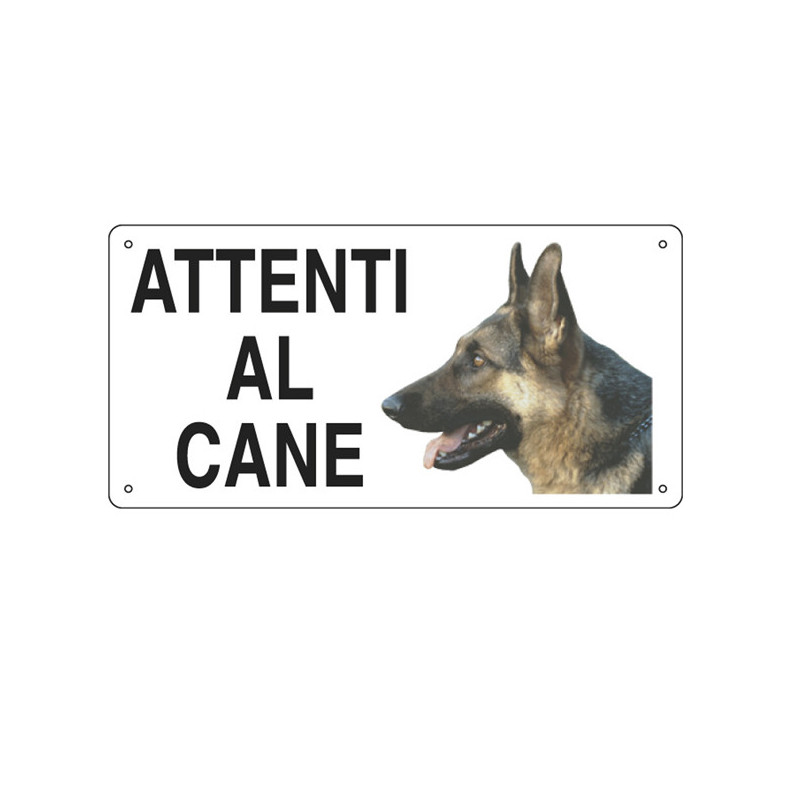 CARTELLO ALLUMINIO 25x12,5cm 'ATTENTI AL CANE''