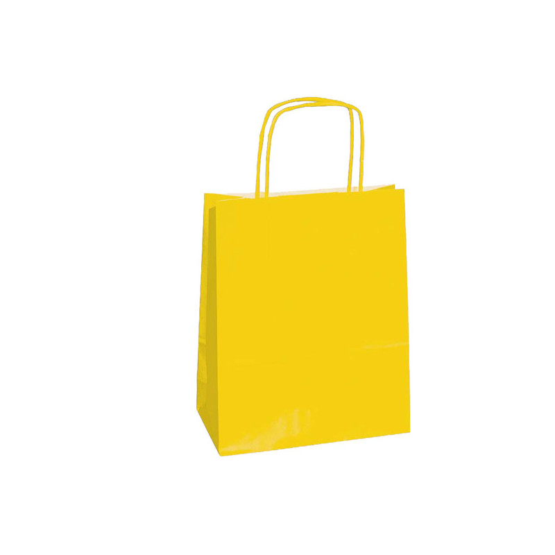 25 SHOPPERS CARTA KRAFT 18x8x24CM TWISTED GIALLO