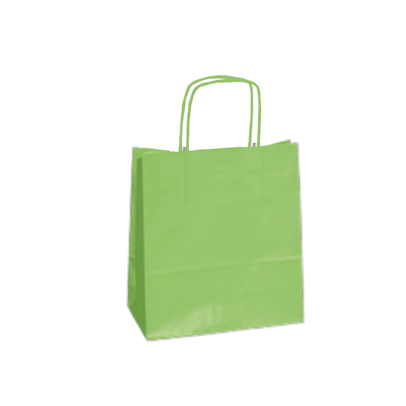 25 SHOPPERS CARTA KRAFT 18x8x24CM TWISTED VERDE MELA