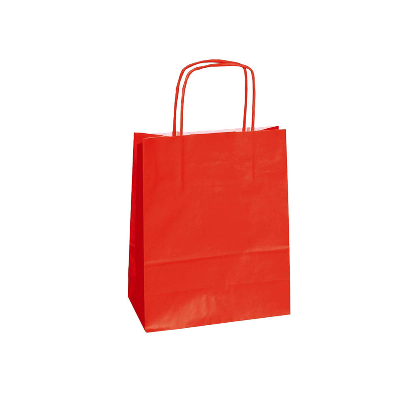 25 SHOPPERS CARTA KRAFT 18x8x24CM TWISTED ROSSO