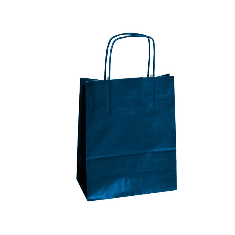 25 SHOPPERS CARTA KRAFT 18x8x24CM TWISTED BLU