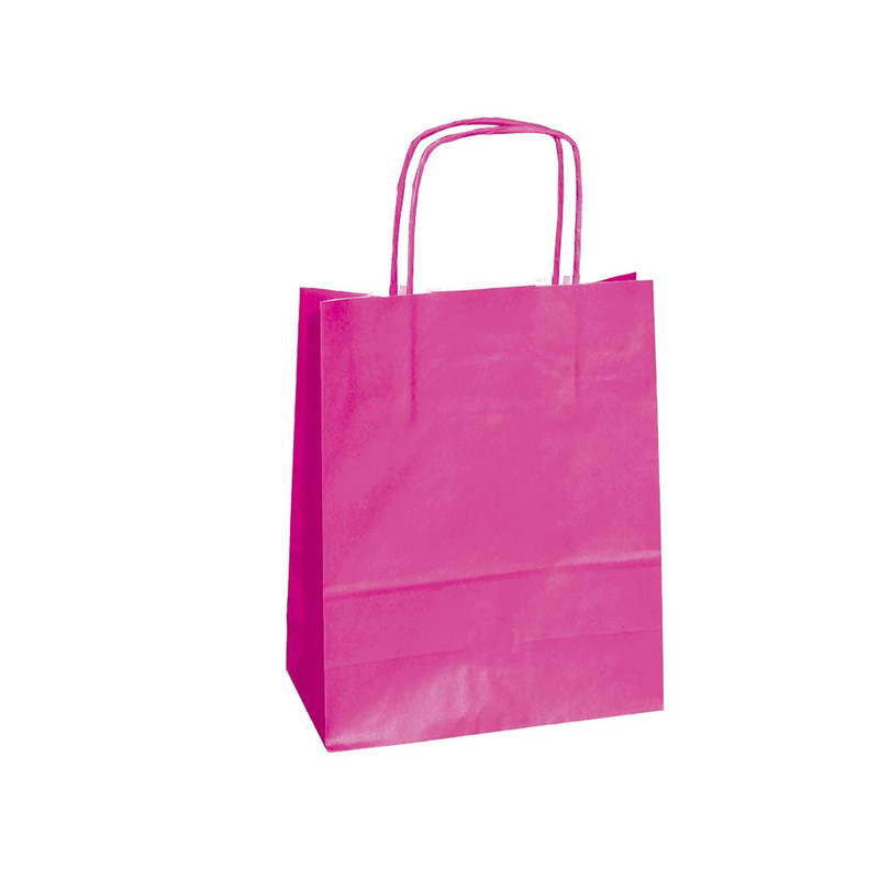 25 SHOPPERS CARTA KRAFT 18x8x24CM TWISTED MAGENTA