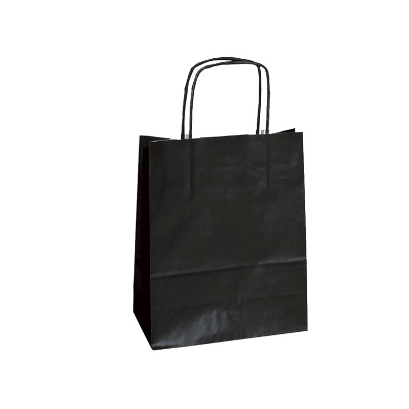 25 SHOPPERS CARTA KRAFT 18x8x24CM TWISTED NERO