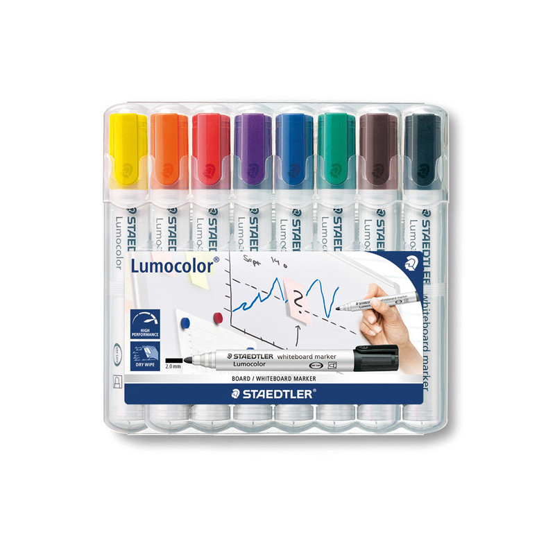 BUSTA 8 PENNARELLI LUMOCOLOR 351 STAEDTLER PER LAVAGNE CANCELLABILI