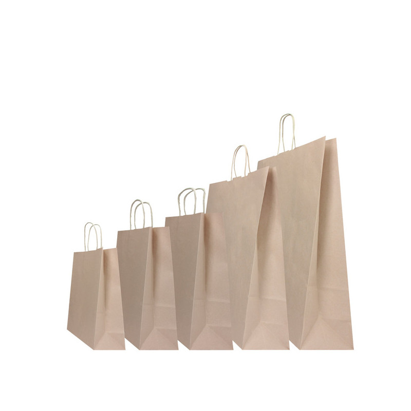 25 SHOPPERS CARTA BIOKRAFT 22X10X29CM TWISTED SABBIA