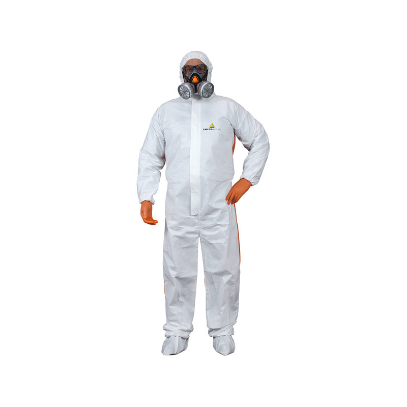 TUTA PROTEZ.DA RISCHIO CHIMICO DT125 Tg. XL bianco-arancio MONOUSO