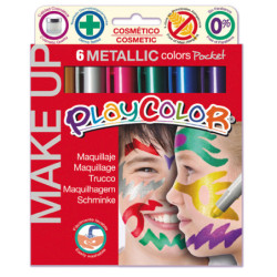 MAKE UP TEMPERA SOLIDA PLAYCOLOR ASTUCCIO CON 6 COLORI METALLIC