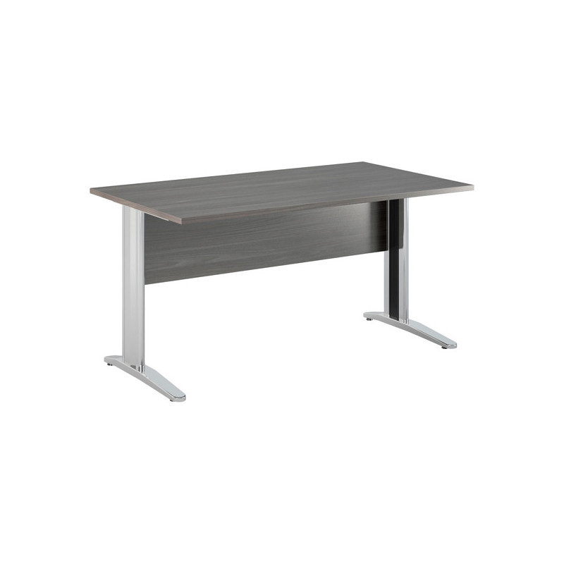 SCRIVANIA LINEARE 140X80cm FRASSINO TOSCANO-fianchi vernic.effetto crom. EASY