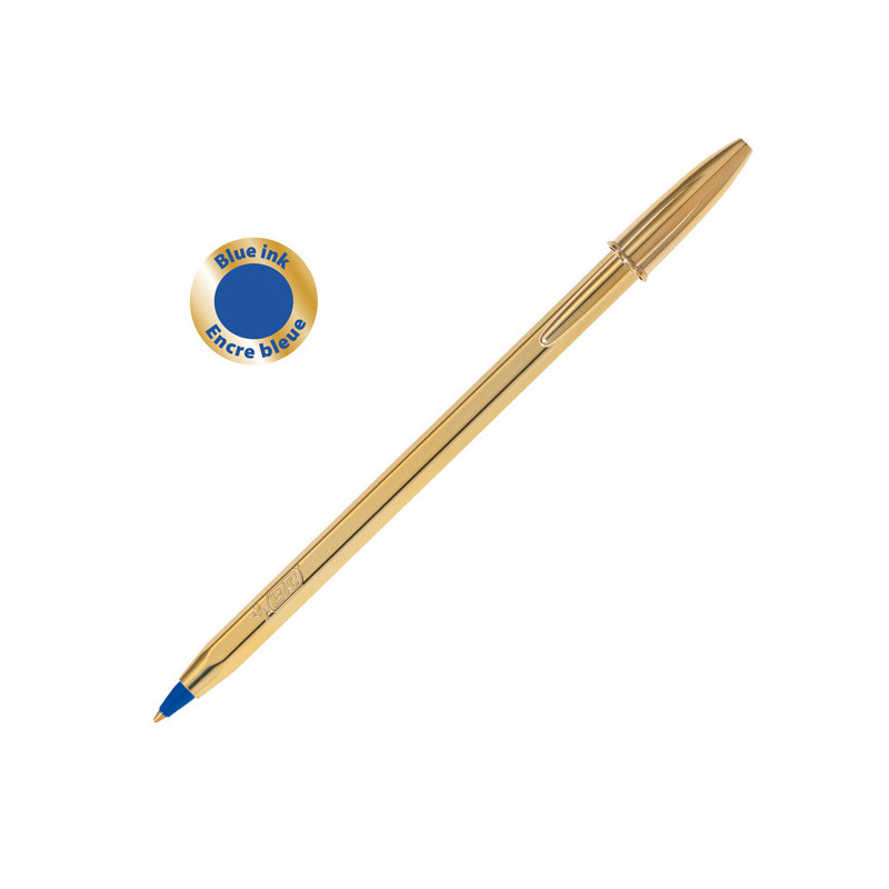 Scatola 20 penna sfera CRISTAL© SHINE GOLD medio 1,0mm blu BIC©
