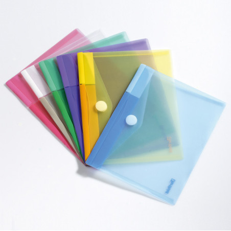 SET 6 BUSTE PP CON VELCRO 25x13,5CM COLORI ASSORTITI