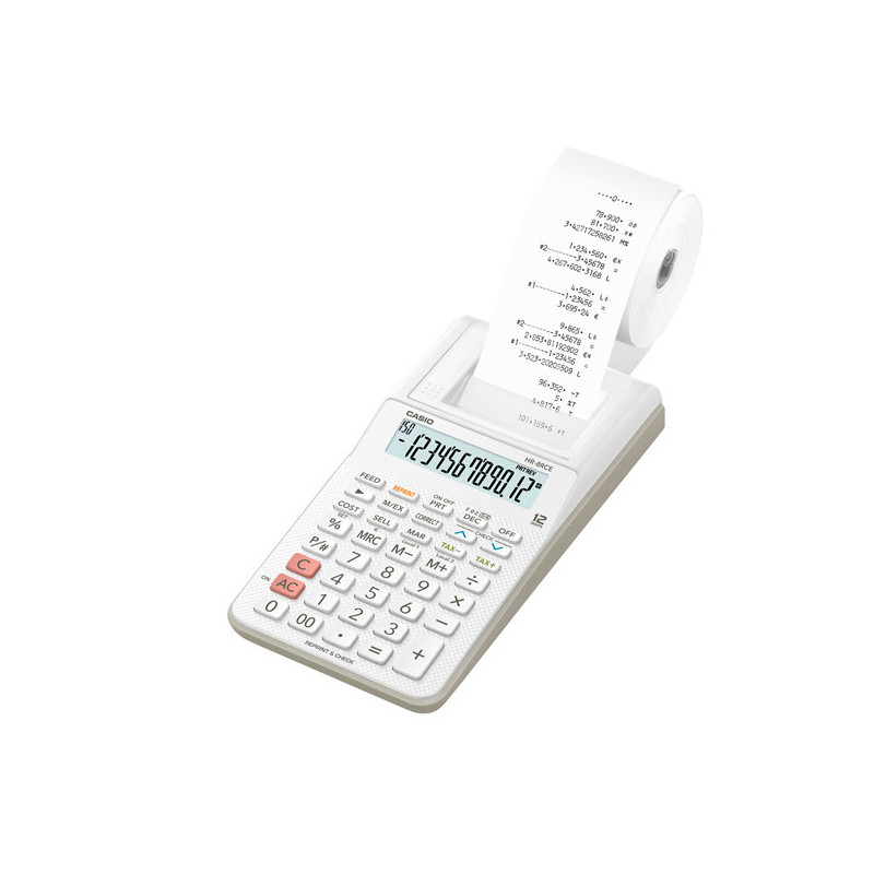 CALCOLATRICE SCRIVENTE 12 CIFRE HR-8RCE BIANCO CASIO