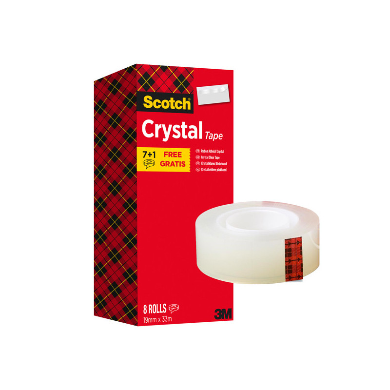 Value Pack 7+1 Nastri adesivi 19mmx33m Scotch Crystal Clear 600