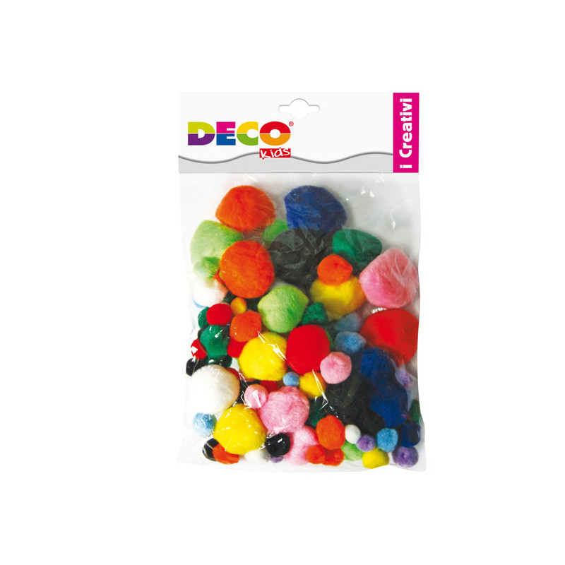 Pompons busta da 40pz colori assortiti DECO