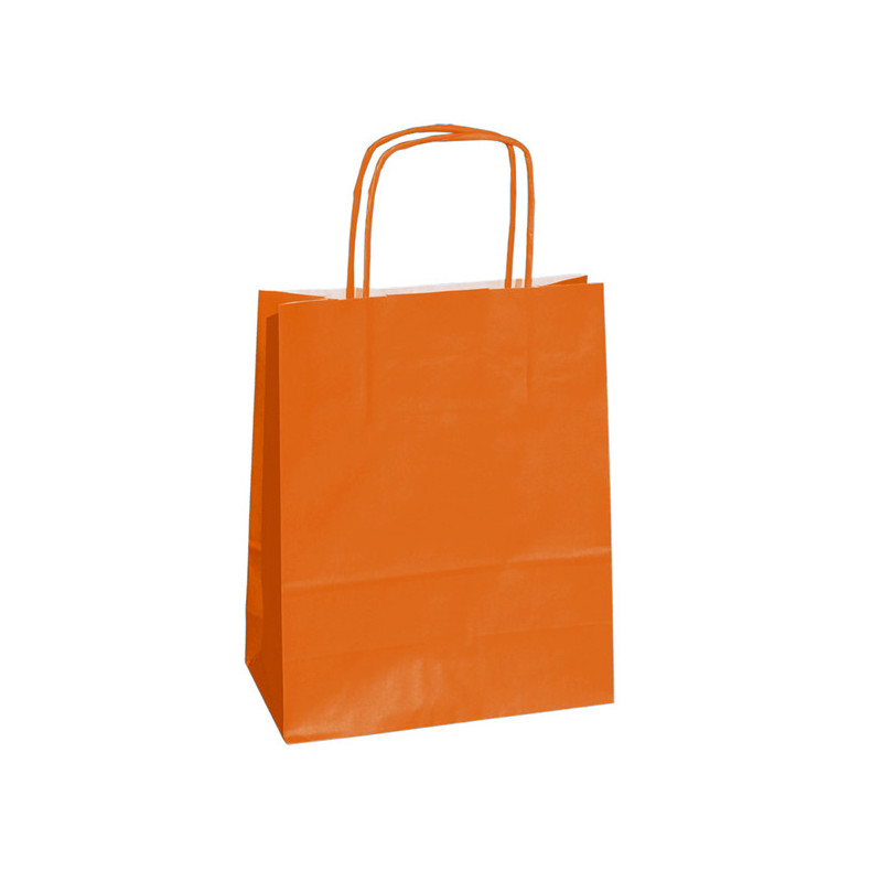 25 shoppers carta kraft 14x9x20cm twisted arancio