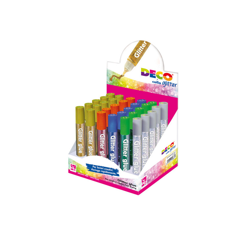 Display colla glitter 30 penne 10,5ml colori assortiti metal DECO