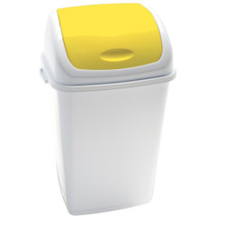 Pattumiera a basculante 50Lt Rif Basic Bianco/Giallo