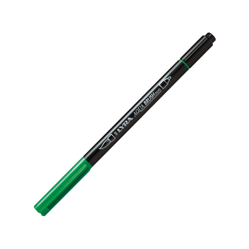 Pennarello a 2 punte AQUA BRUSH DUO verde permanente LYRA