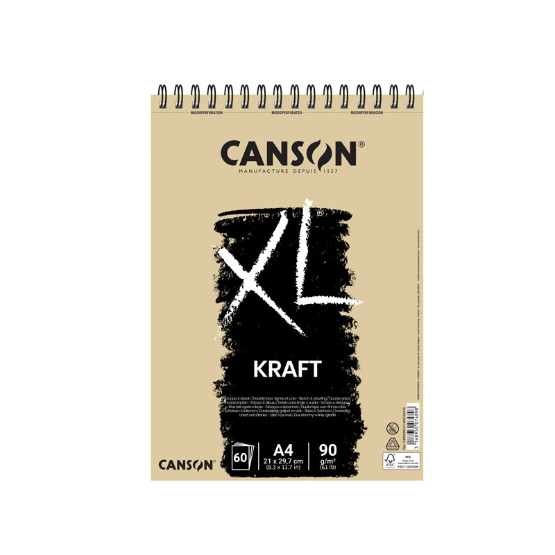 Album spiralato lato corto XL KRAFT A4 60 fg. 90 gr. Canson