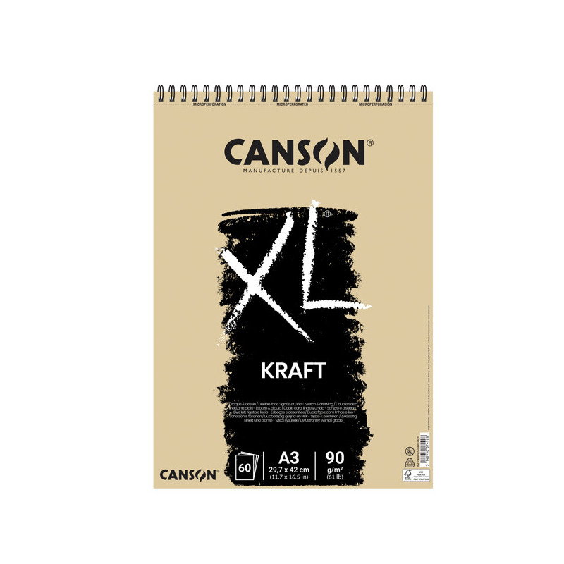 Album spiralato lato corto XL KRAFT A3 60 fg. 90 gr. Canson