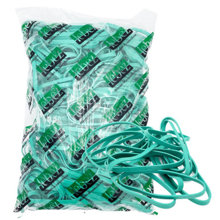 Elastico fettuccia in gomma verde 100 T8 in sacchetto da 1KG Lebez