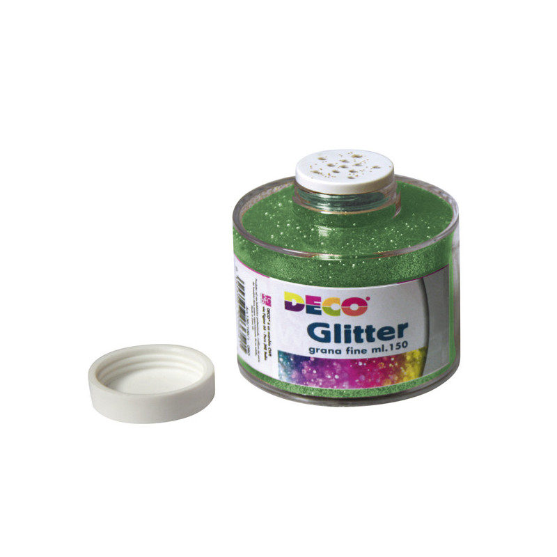 Barattolo glitter grana fine 150ml verde art.130/100 DECO