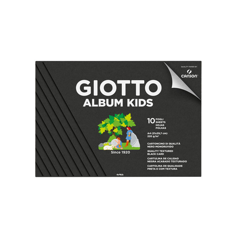 Album Kids cartoncino nero 5+ f.to A4 220gr 10fg Giotto