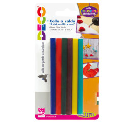 12 stick colle colori assortiti per pistola mini TG02M .7mm - lungh.10cm DECO