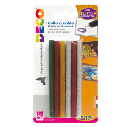 12 stick colle glitter assortite per pistola mini TG02M .7mm - lungh.10cm DECO