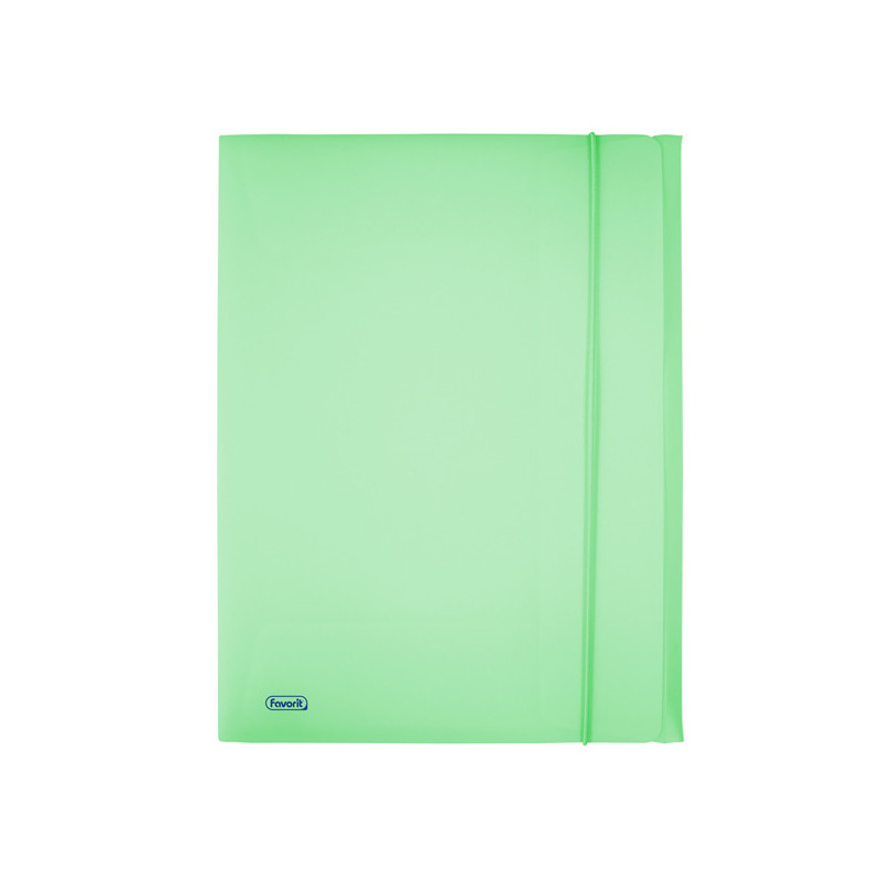 Cartella 3L c/elastico PPL PASTEL verde f.to utile 24x33cm Favorit