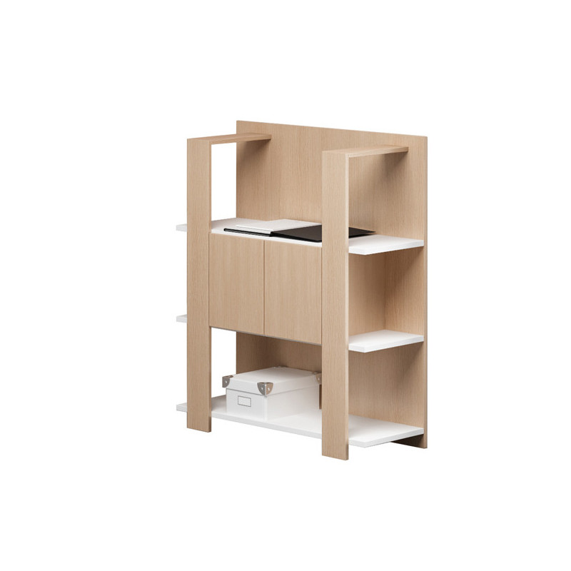 Libreria bassa a 3 ripiani 100X38,6cm H124cm BIANCO/ROVERE - Concept