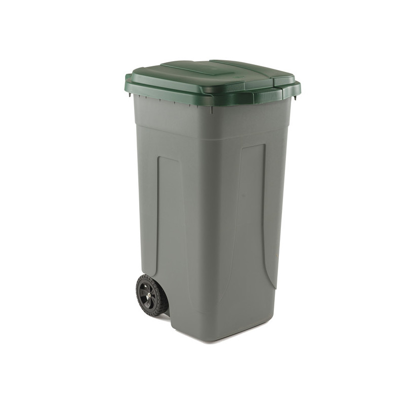 Bidone mobile Cento 100Lt grigio c/coperchio verde per raccolta differenziata