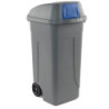 Bidone mobile Cento Push 100Lt grigio c/coperchio blu per raccolta diff.