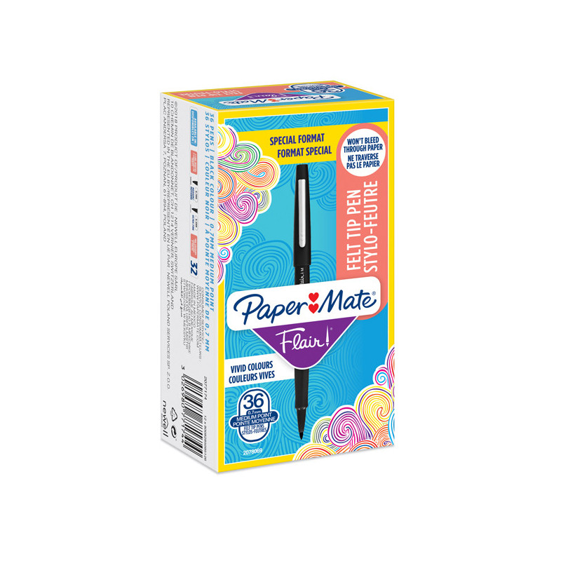 Value pack 30+6 pennarello Flair nylon nero punta 1.1mm Papermate