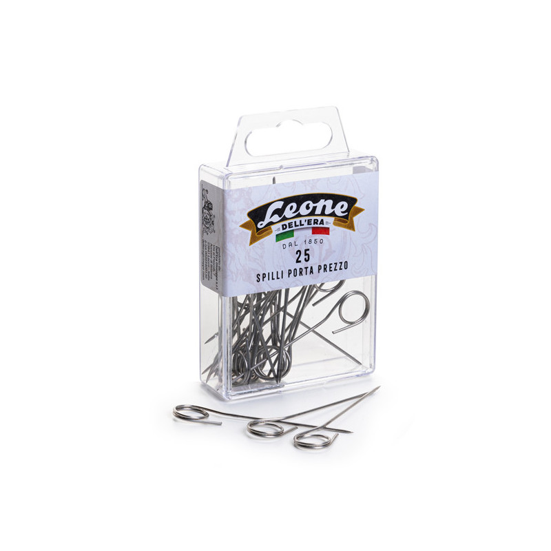 Scatola 25 spilli portaprezzi inox - APSIPP Leone