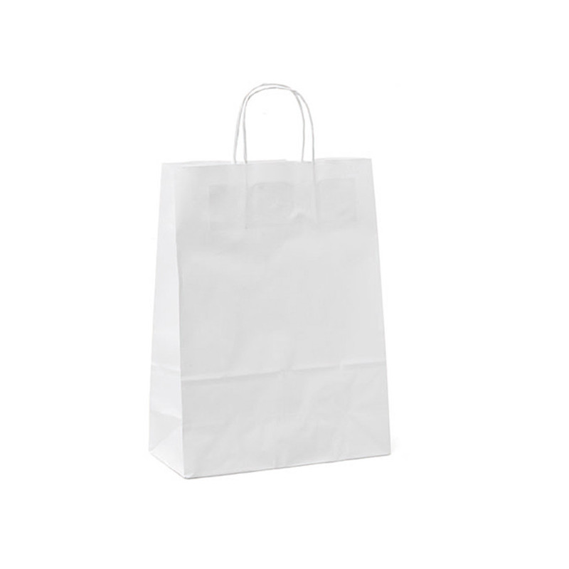 25 shoppers carta 18x8x24CM bianco neutro cordino