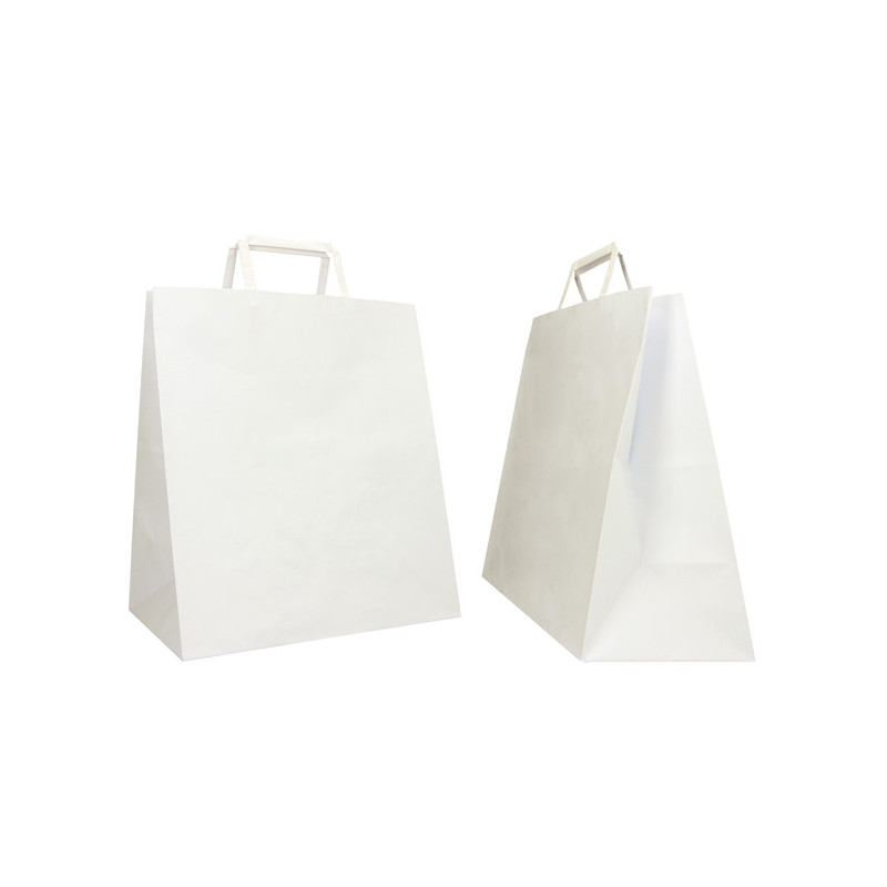 SCATOLA 250 Shoppers carta craft 28x17x32CM FLAT LARGE bianco