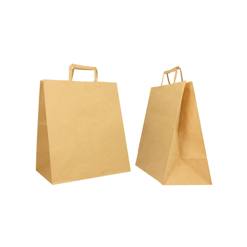 Scatola 250 Shoppers carta biocraft 28x17x32CM FLAT LARGE avana