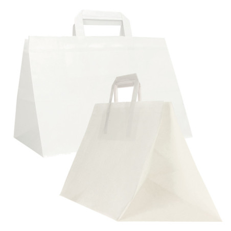 Scatola 200 Shoppers carta craft 32x22x24CM FLAT XLARGE bianco