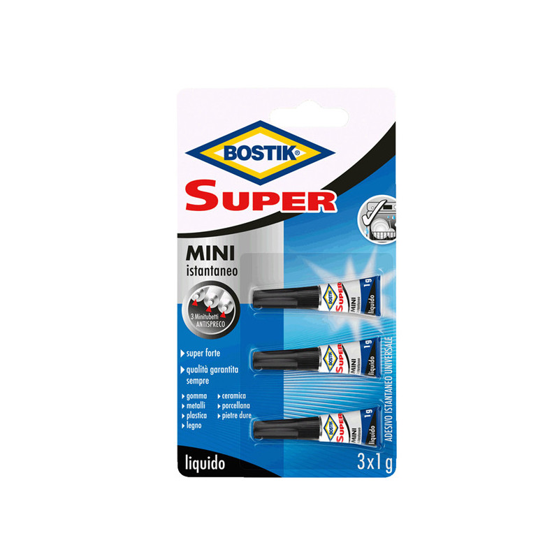 Colla istantanea universale Bostik Super Mini Blister 3x1g