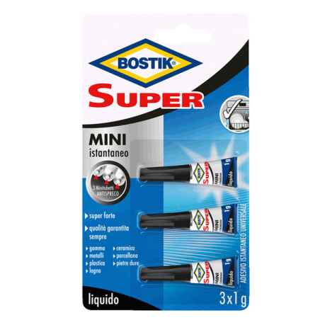 Colla istantanea universale Bostik Super Mini Blister 3x1g