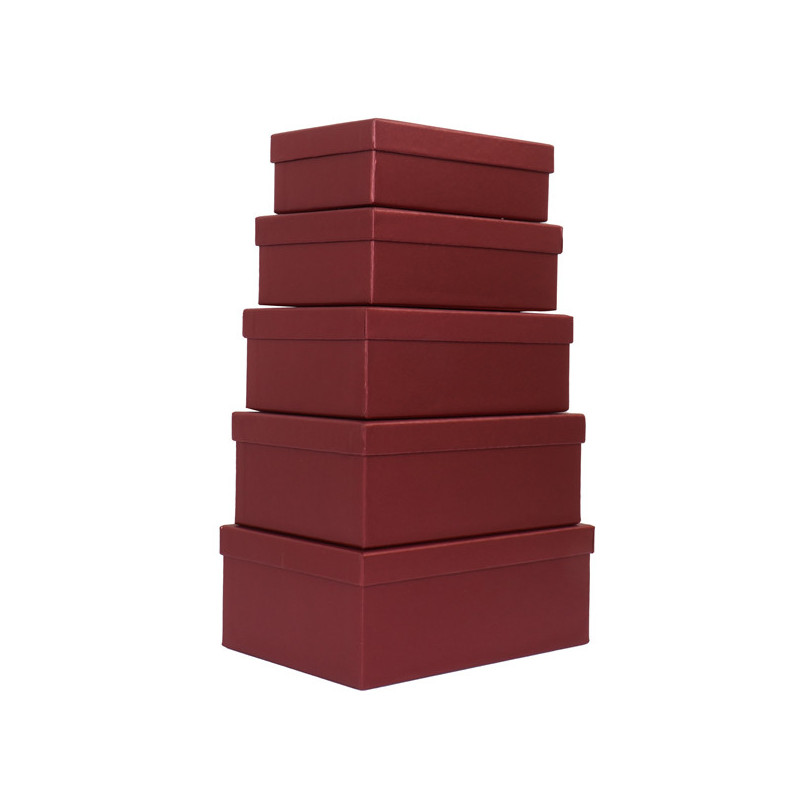 Set 5 scatole regalo in cartone fantasia Burgundy