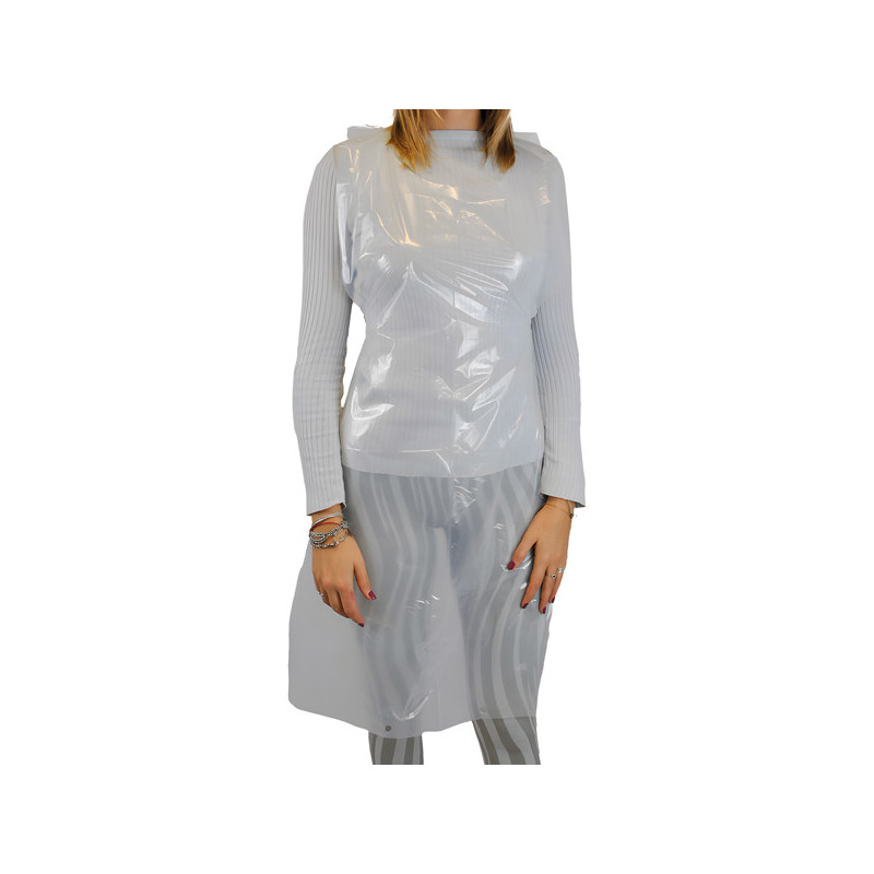 Conf 100 grembiuli Apron 30 in LDPE taglia unica bianco Worker