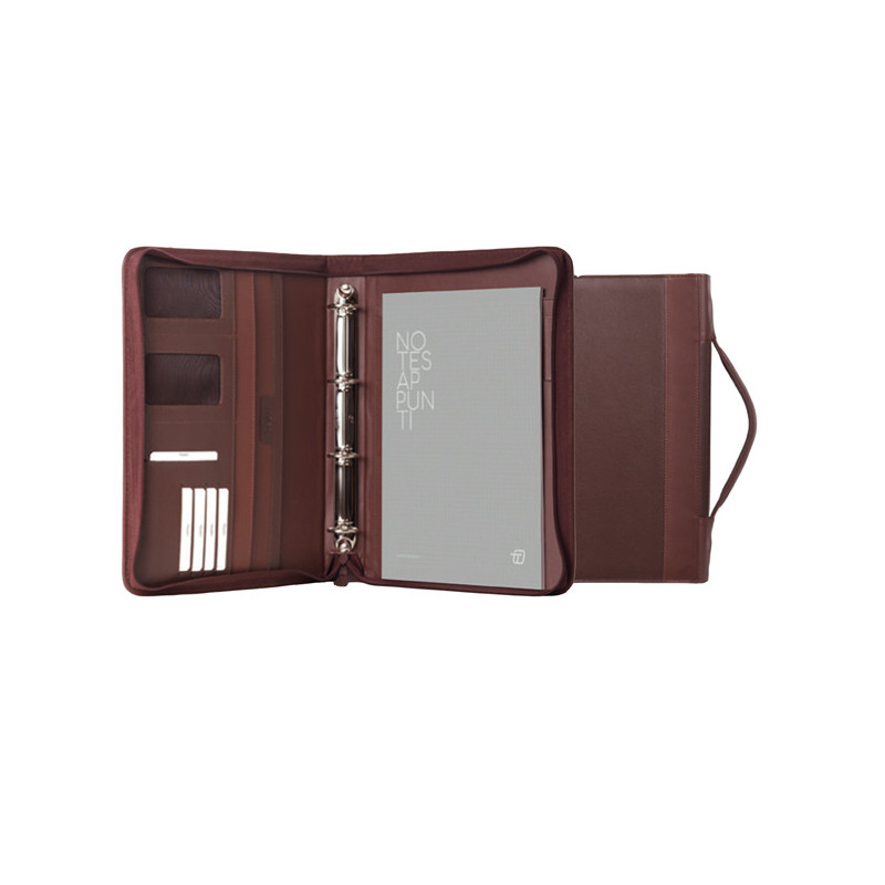 Portablocco Office con manico in ecopelle c/zip dim. 28x36cm marrone INTEMPO