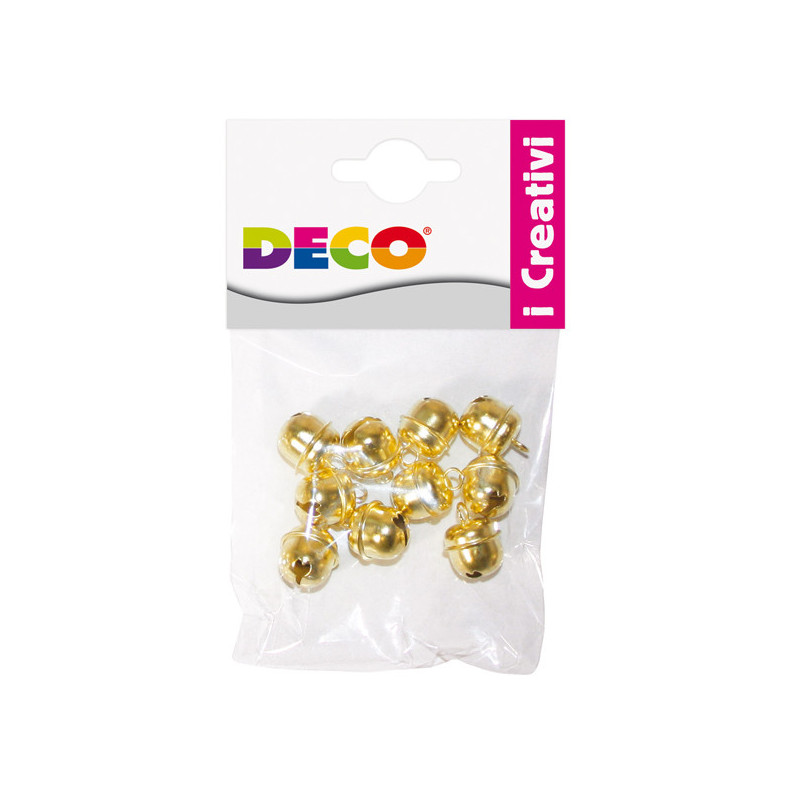 Busta 10 sonagli dim. 14,5mm in metallo color oro 11490 DECO