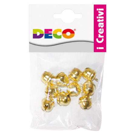 Busta 10 sonagli dim. 14,5mm in metallo color oro 11490 DECO