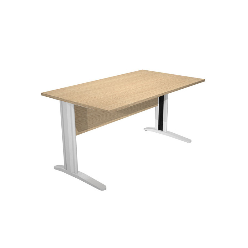 Scrivania lineare 140X80cm Rovere - fianchi vernic. effetto cromato EASY